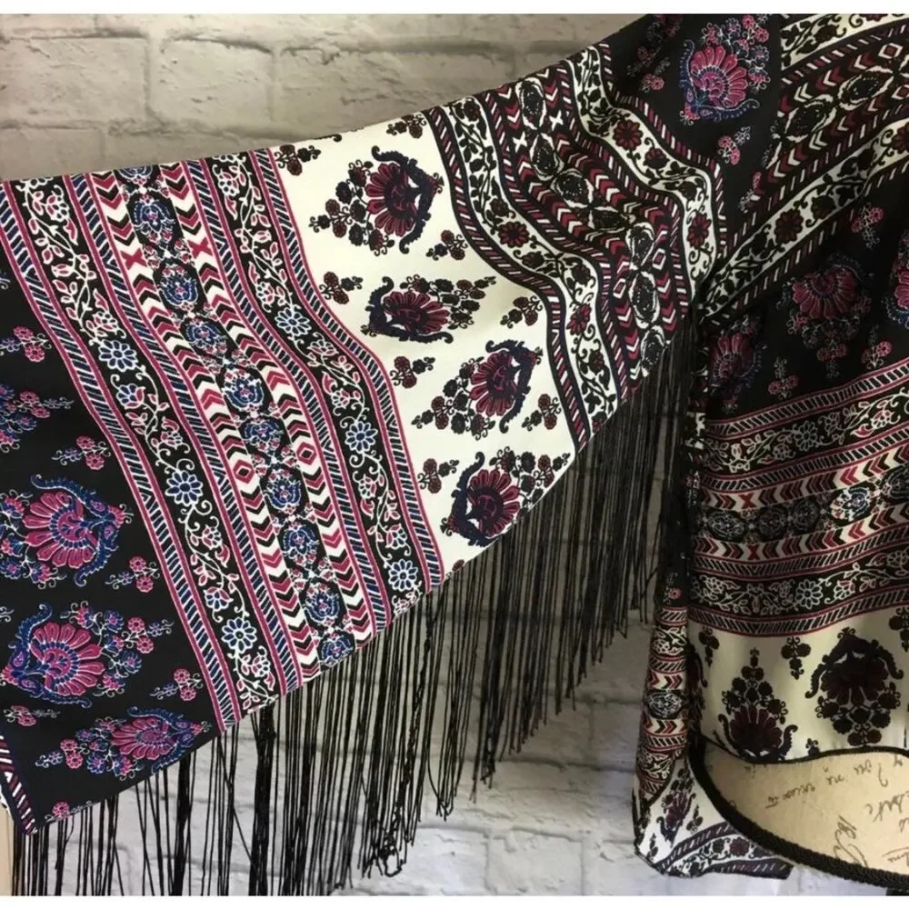 See You Monday Boho Fringe Top Size Small